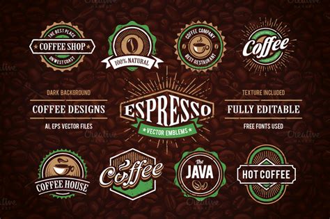 Retro Coffee Emblems 1 ~ Logo Templates On Creative Market