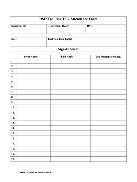 Tool Box Talk Forms Fill Out And Sign Online Dochub