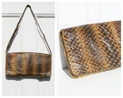 Vintage Snake Leather Clutch Antieke Python Lederen Etsy Nederland