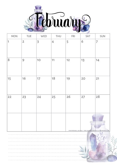 Free Printable 2023 2024 Calendar Pdf Crystal Gems Cute Freebies