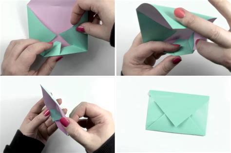 Схема оригами Простой конверт из бумаги без клея