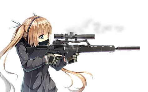 Wallpaper Gun Anime Weapon Soldier Original Characters Twintails
