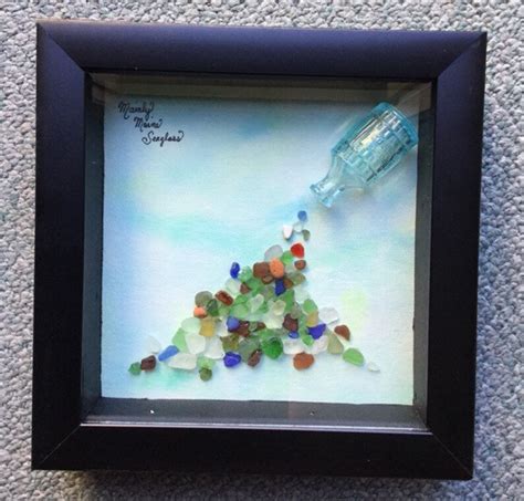 Treasures Framed Sea Glass Art Nautical Home Décor Etsy