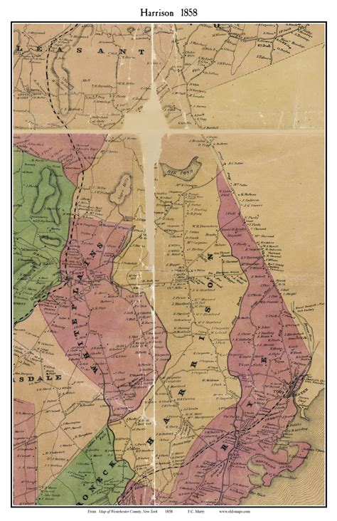 Harrison New York 1858 Old Town Map Custom Print Westchester Co