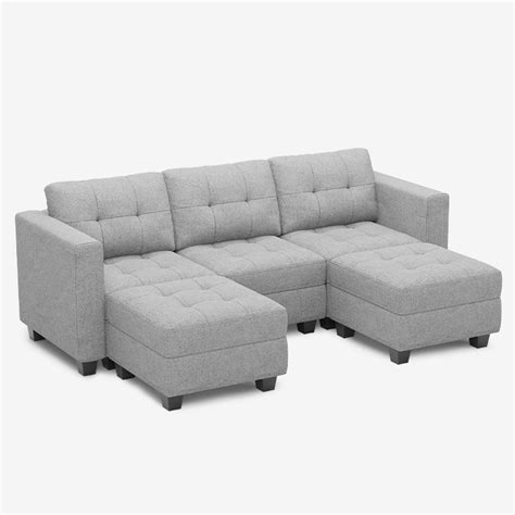Belffin Modular Sofa - 5 Seats + 5 Sides Weave Sofa with Storage Seat
