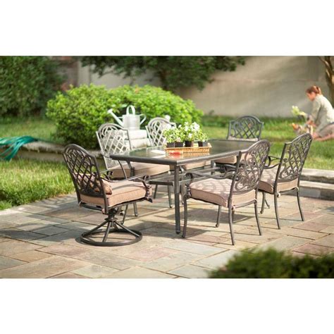 Martha Stewart Living Augusta 7 Piece Patio Dining Set With Taupe