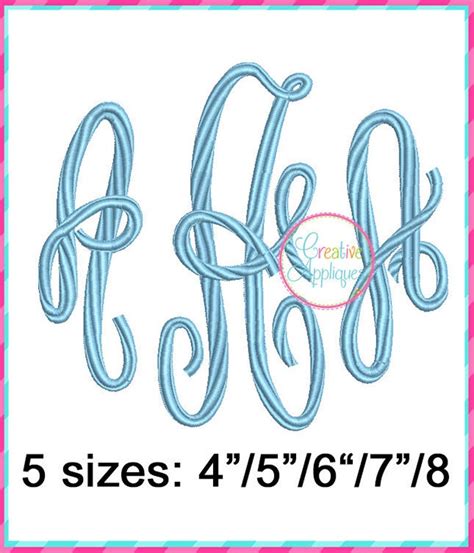 5 Sizes 3 Letter Master Circle Embroidery Monogram Alphabet Etsy