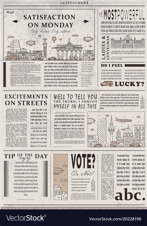 Design Of Old Vintage Newspaper Template Vector Image