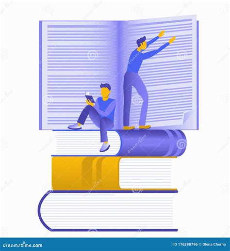 Conceptual Flat Illustration About Reading Books Obtaining Knowledge