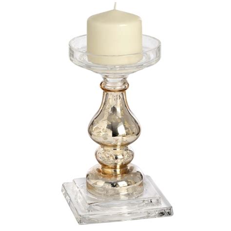 Antique Gold Glass Column Candle Holder Homesdirect365