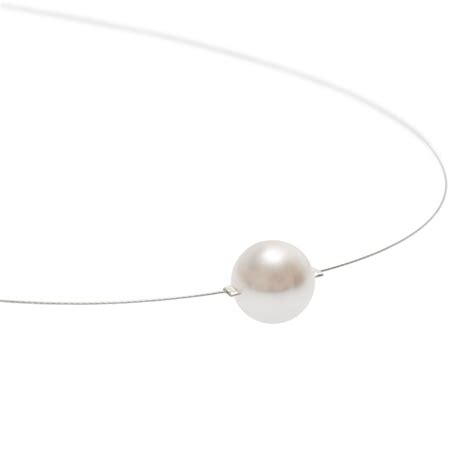 Single Pearl Floating Necklace Floating Pearl Necklace Etsy