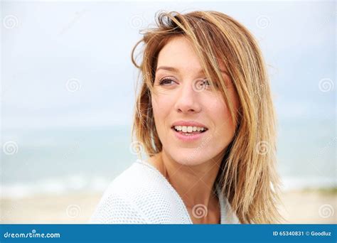 Portrait Of Beautiful Woman On The Beach Stock Image Image Of Beautiful Caucasian 65340831