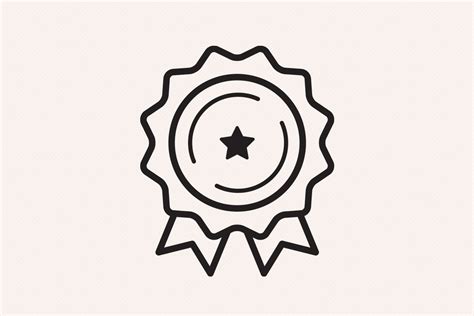 Ribbon Badge Star Outline Icon Graphic By Sargatal · Creative Fabrica