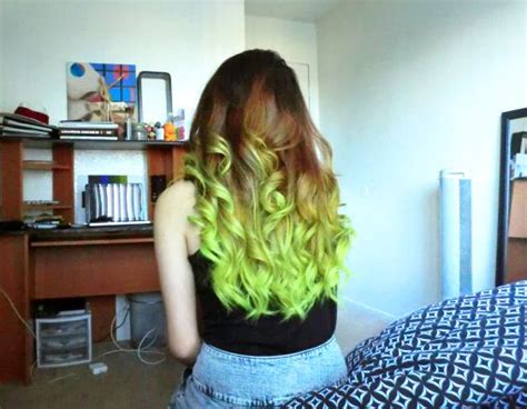 Natural Brown To Neon Green Ombre Hair Hair Inspiration Ombre Hair