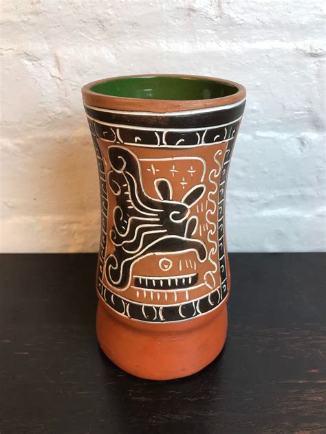 Red Clay Vase Mexican Pottery Vase Leopoldo De Mexico Etsy