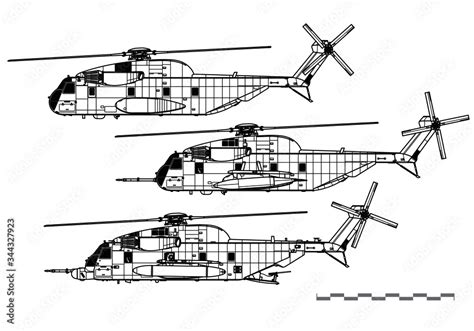 Sikorsky CH 53 Sea Stallion Vector Drawing Of Heavy Lift Cargo