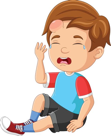 Little Boy Crying With A Bump On His Head 8733551 Vector Art At Vecteezy