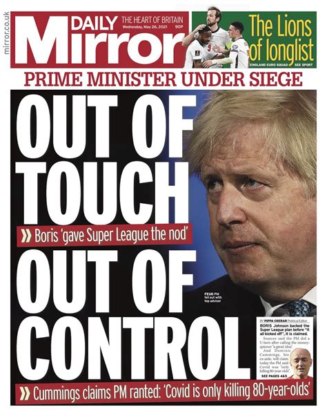 Daily Mirror Front Page 26th Of May 2021 Tomorrow S Papers Today
