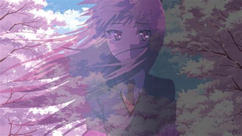 Wallpaper Drawing Illustration Long Hair Anime Purple Cherry Blossom Wind Sakurasou No
