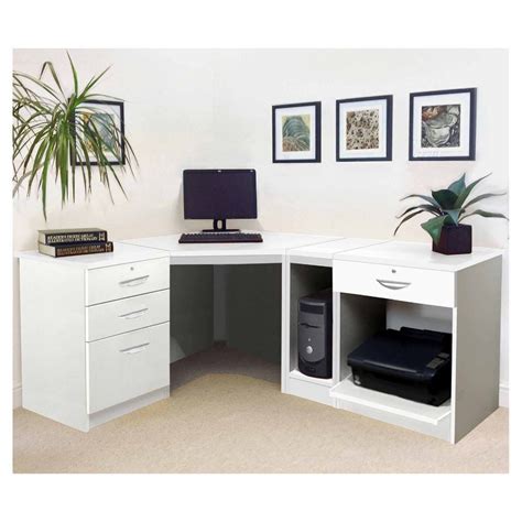 Workspace soho 3 drawer student desk white. R White Home Office Wide Corner Desk Set White