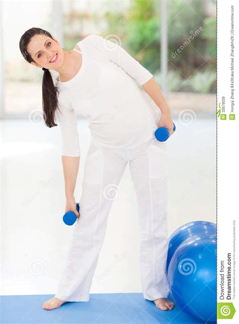 Pregnant Woman Working Out Stock Image Image Of Girl