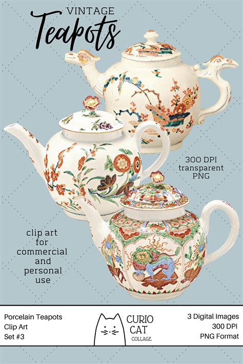 These Antique Clip Art Teapots In Oriental Designs Are Perfect For Your