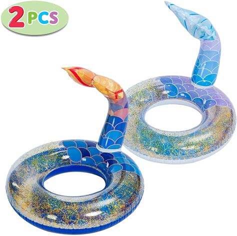 Joyx Inflatable Mermaid Tail Pool Float With Glitters 2 Pcs Pool