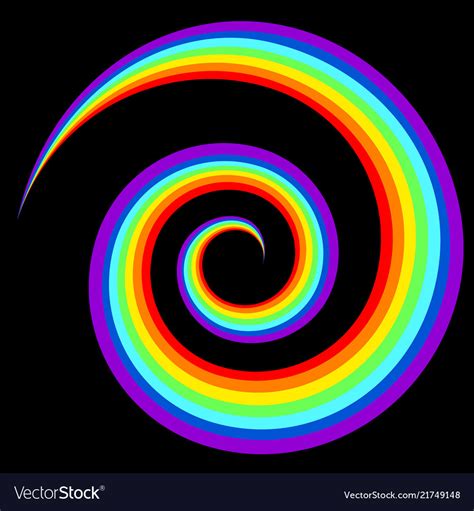 Rainbow Swirl Abstract Figure In Black Background Vector Image