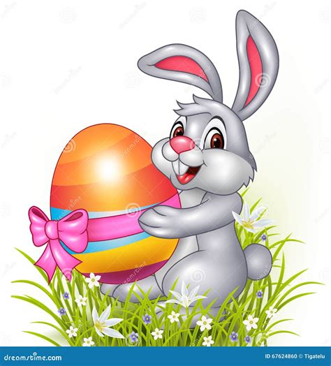 Cute Little Bunny Holding Easter Eggs Stock Vector Image 67624860