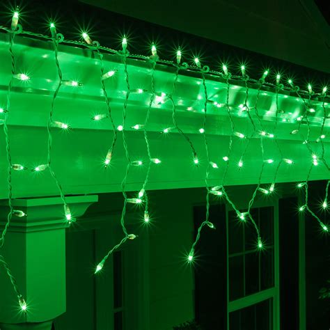 Green Icicle Lights White Wire