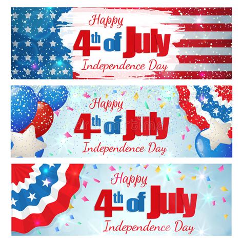 Fourth Of July Independence Day Horizontal Banner Stock Vector