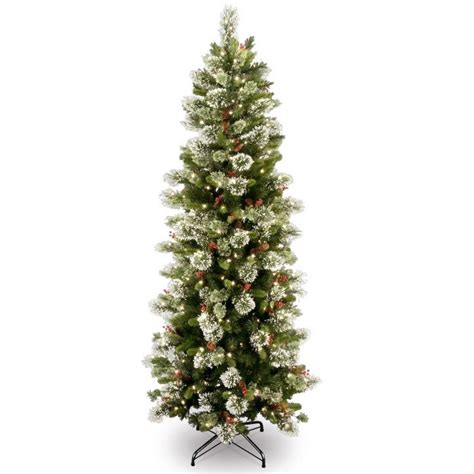 6ft Pre Lit Wintry Pine Slim Artificial Christmas Tree Hayes Garden World