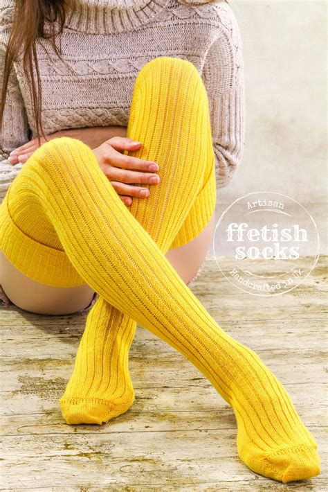 Autumn Canary Yellow Wool Thigh High Socks Extra Long Unisex Etsy Over Knee Socks Thigh