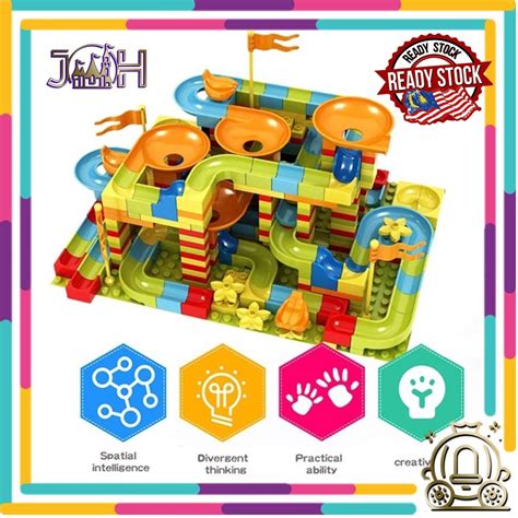 100 400pcs big size marble race run maze balls track slide assemble building blocks compatible