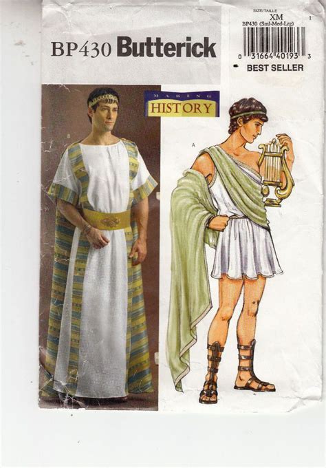 butterick 4573 toga tunic roman historic ancient greek sewing pattern 430 xs lg…sold