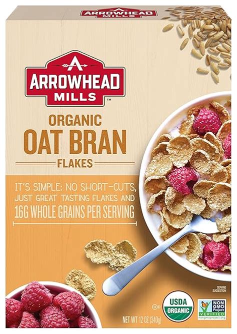 Arrowhead Mills Organic Cereal Oat Bran Flakes 12 Oz