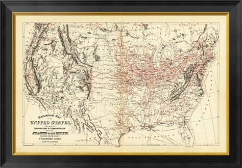 Railroad Map Of The United States 1890 By Samuel Augustus Mitchell