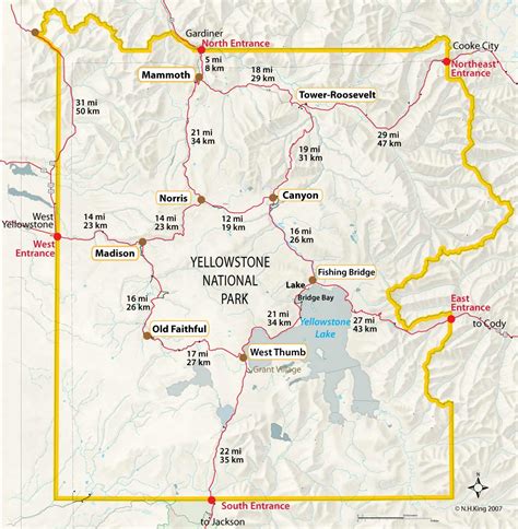 Map Yellowstone Np London Top Attractions Map