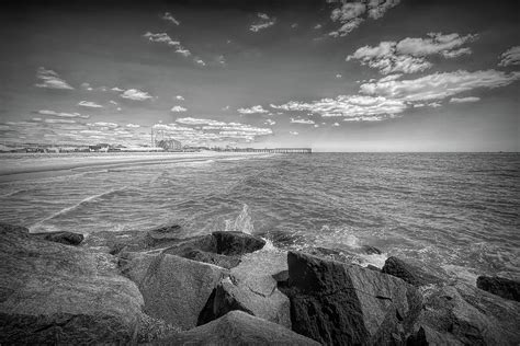 Ocean City On The Rocks Black And White Photograph By Bill Swartwout