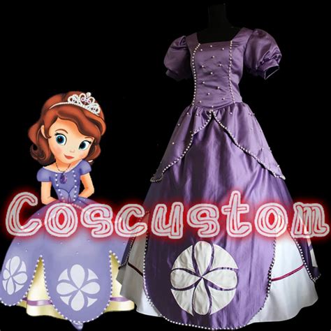 Coscustom High Quality Sofia Costume Princess Sofia Dress Dark Purple Dress Adult Women