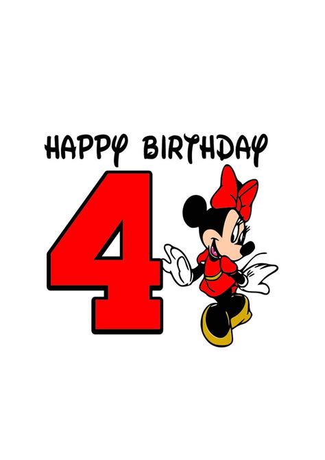 Minnie Mouse Happy Birthday Svg Happy Birthday 4 Year Old Etsy