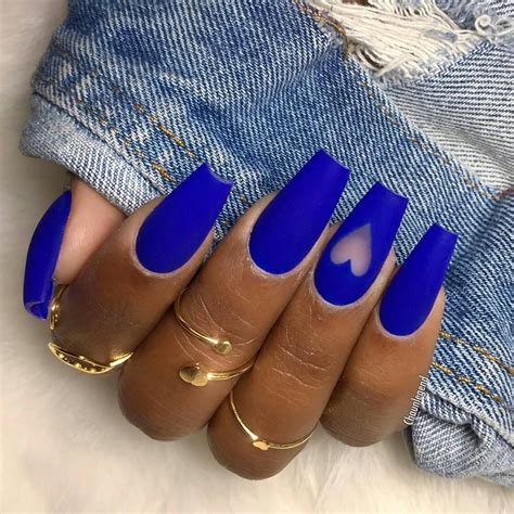 Blue Coffin Nails With Negative Space Blue Acrylic Nails Blue Coffin