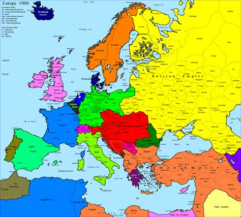 Europe In 1900 Ad Detailed Map Reurope