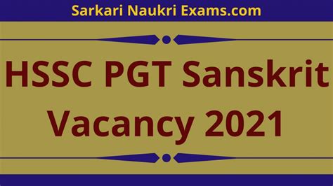 hssc pgt sanskrit vacancy 2021 notification for pgt sanskrit recruitment group‐b services
