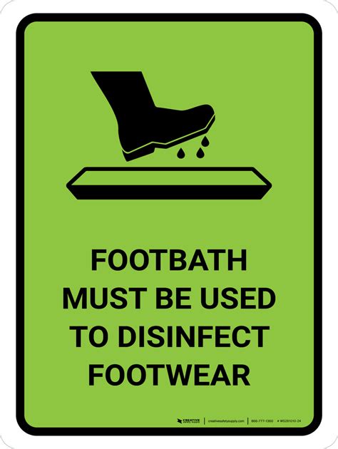 Footbath Must Be Used To Disinfect Footwear With Icon Green Portrait
