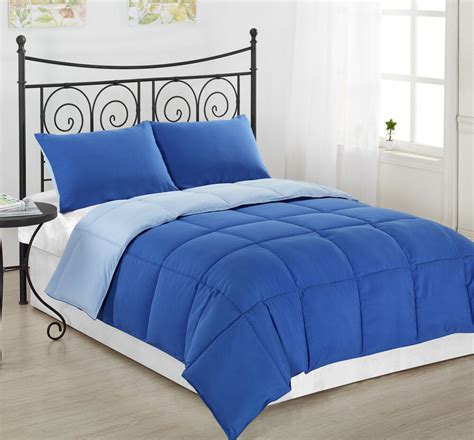 The sutton comforter set shows off sublet stripes in dark, medium and light blue amidst a white seersucker background. 3pc Royal/Light Blue Reversible Down Alternative Comforter ...