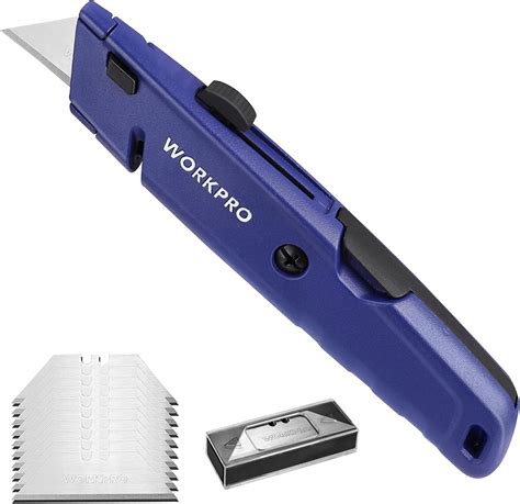 Workpro Retractable Utility Knife With Extra Blade Storage Quick