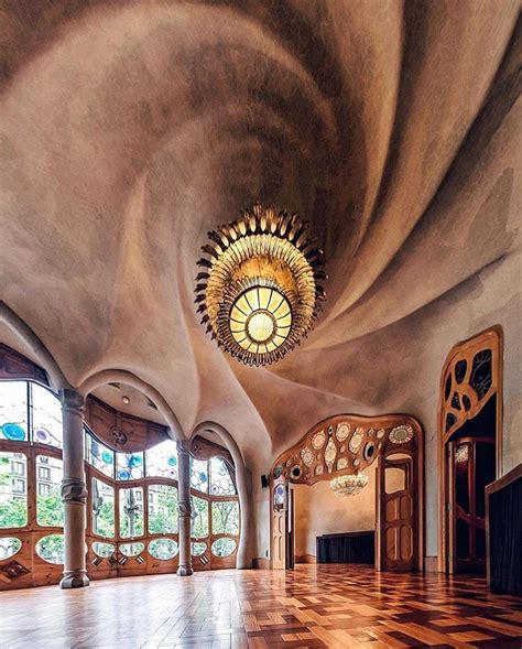 Spiraling Lines At The Ceiling Of Casa Batllo By Antoni Gaudi In