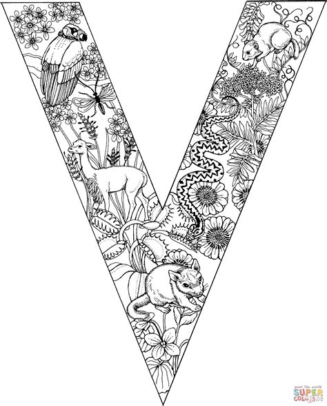 Letter V With Animals Coloring Page Free Printable Coloring Pages