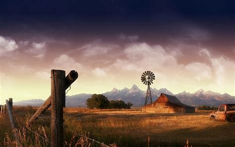 1920x1080px 1080p Free Download An Old Ranch Windmill Old Barn